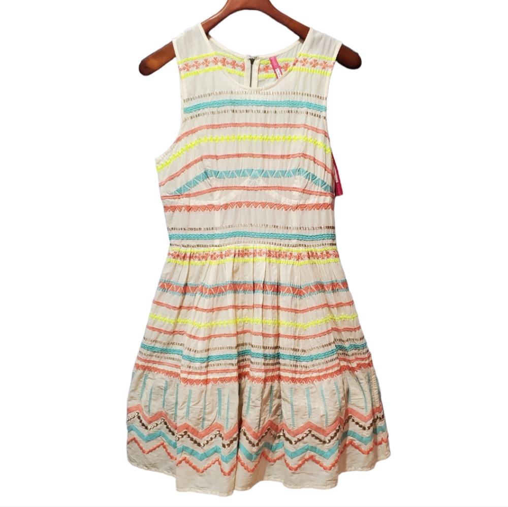 NWT Plenty by Tracy Reese Classic Tropical Neutral Neon Dress